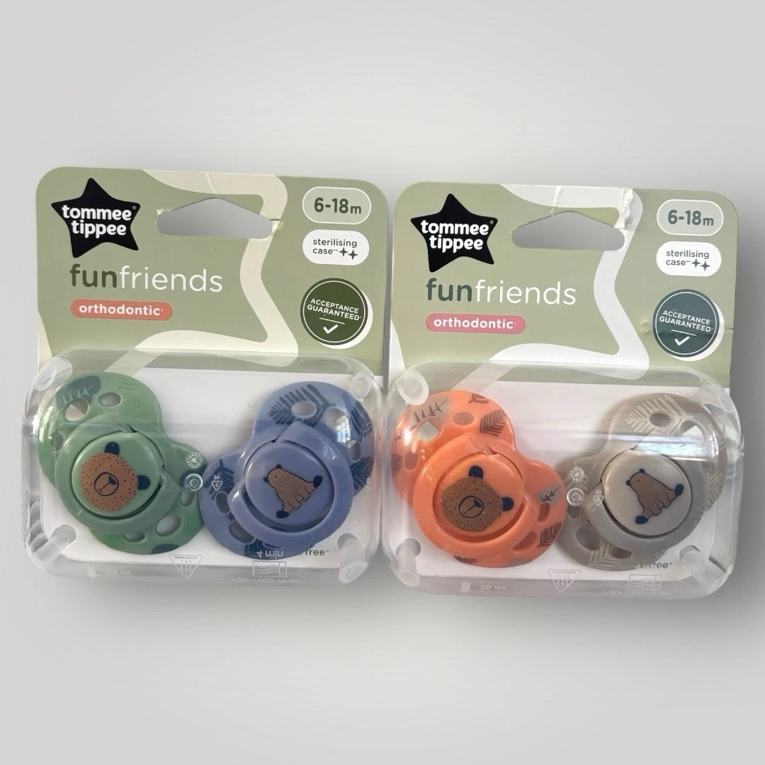Tommee Tippee orthodontic soothers 2 pack Of 2 fun friends dummie 6-18m New