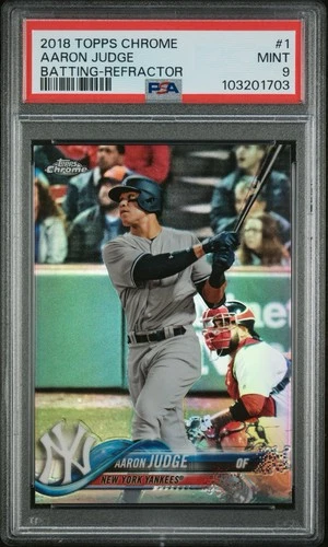2018 Topps Chrome AARON JUDGE #1 Batting REFRACTOR New York Yankees PSA 9 MINT