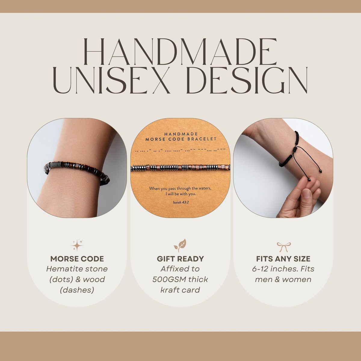 Love is patient, love is kind Morse Code Bracelet Handmade