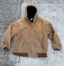 Thrashed Distressed Carhartt J140 BRN Brown Hooded Jacket vintage Made In USA