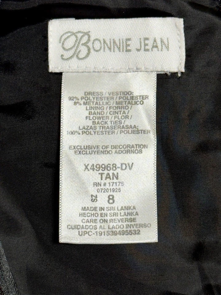 Bonnie Jean Black Gold & Silver Metallic Fit Flare Sleeveless Formal Dress Sz 8 - Image 4 of 4