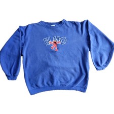 Vtg Blue Sesame St Elmo Sweatshirt Womens Sz L Embroidered Great Shape