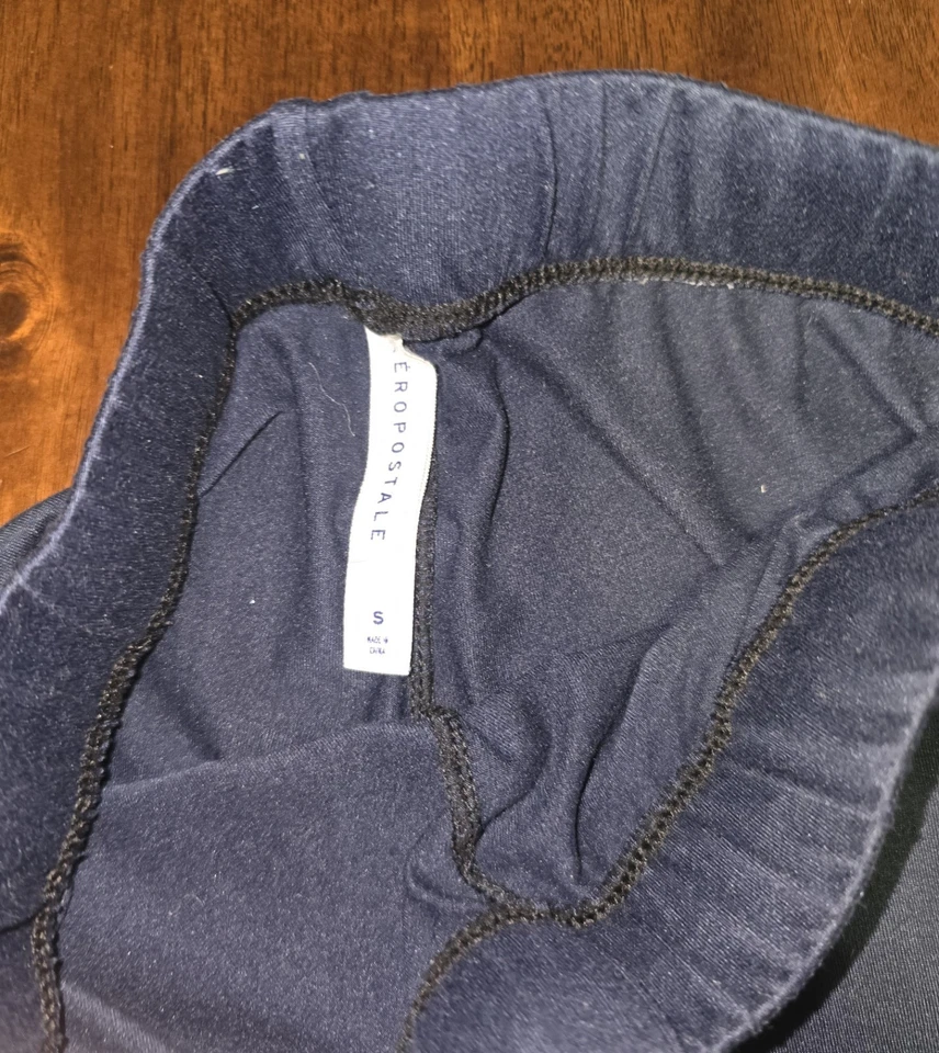 Leggings para mujer Aeropostale azul marino talla pequeña cintura elástica Foto 2 de 3