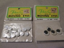 NEW vintage paste glue on moving wiggle googly plastic eyes Fibre-Craft 10 15 mm