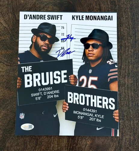 Kyle Monangai & D'ANDRE SWIFT DUAL Signed/Auto BRUISE BROTHERS JSA 8X10 PHOTO