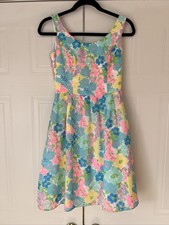 Lily Pulitzer Size 00 Zip Back, Multicolored Floral, Sundress, Sleeveless Modest