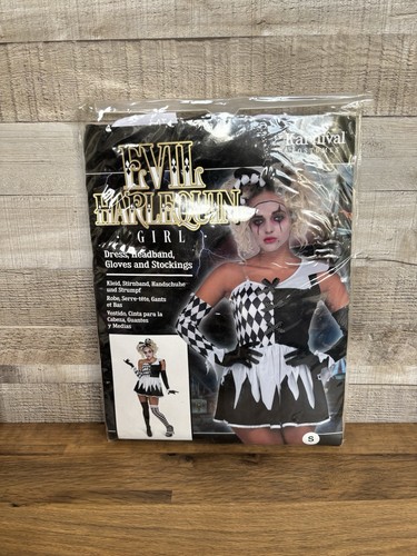 Halloween Ladies Evil Harlequin Costume Size Small New Halloween Fancy Dress - Picture 2 of 4