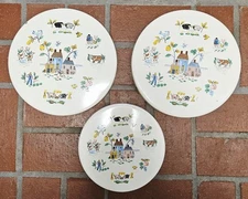 3- Vintage Country Home Metal Jamestown Pattern Enamel Burner Covers