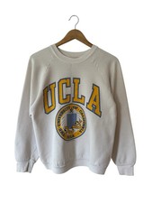 Vintage UCLA Crewneck Sweatshirt Men s Medium White 80 s 90 s Raglan Distressed