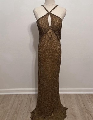 vintage scala beaded dress Scala 61315 Long Beaded Formal Fringe Prom Dress