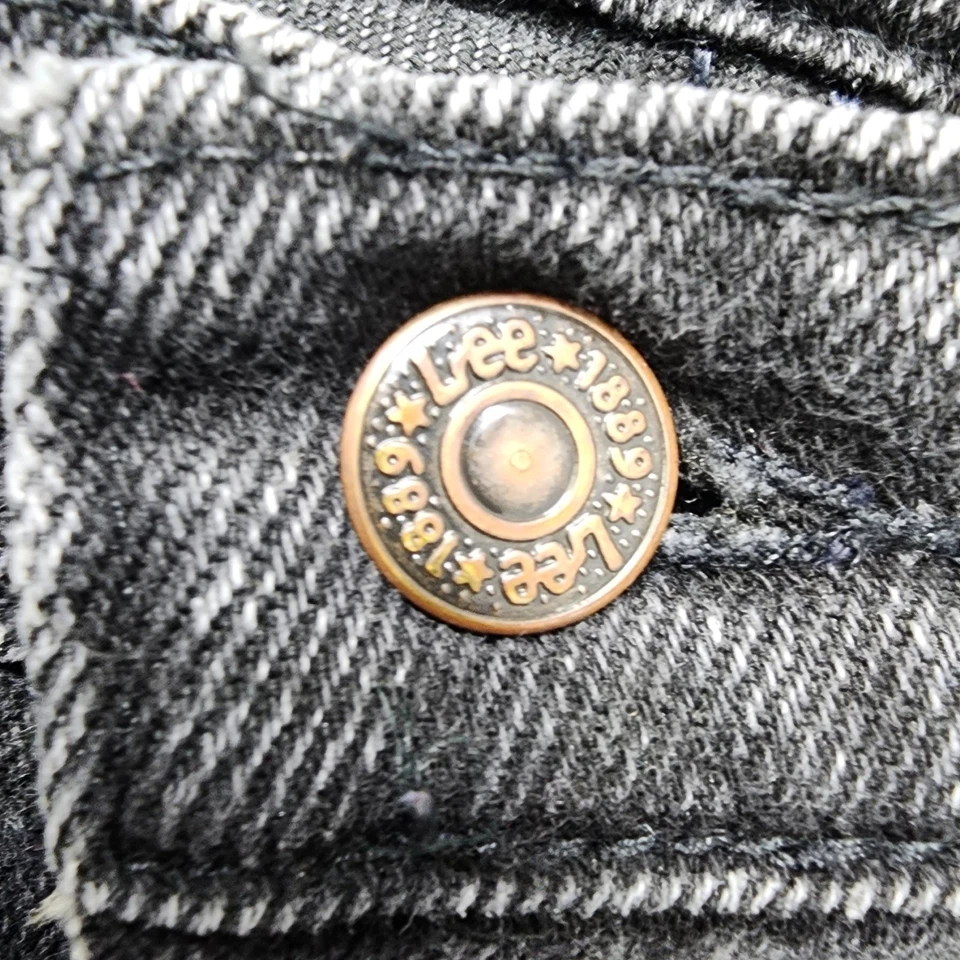 Jeans Lee vintage para mujer 16 descoloridos desgastados negros tiro alto pierna cónica mamá  Foto 3 de 4