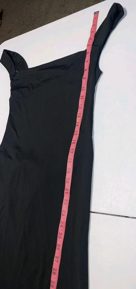 Womens Black Low Back Cowl Neck W/Bow Stretchy 90s Style Grunge Slip Dress Sz S - Image 4 of 4