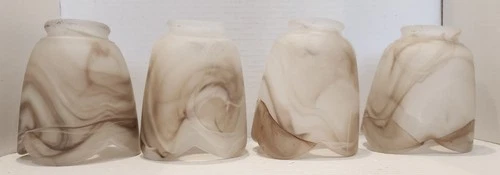 Lot Of 4 Tulip Bell Frosted Milk Glass Brown Lamp Shade Ceiling Fan Globe