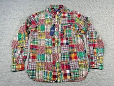 Polo Ralph Lauren Madras Patchwork Shirt Mens Medium Classic Fit Multi Color NWT