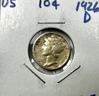 1926-D Silver Mercury Dime XF Scratch on neck