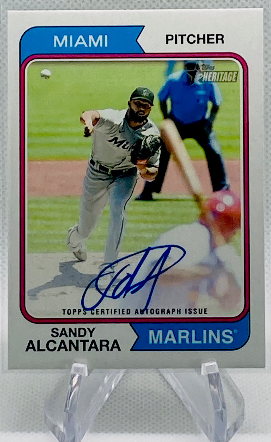 2023 Topps Heritage Sandy Alcantara Real One On-Card Auto #ROA-SA - Marlins