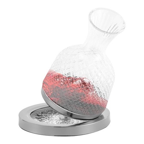 Juego de jarra de vino tinto 360 rotación cristal-vidrio-botella base acero inoxidable - Imagen 2 de 8