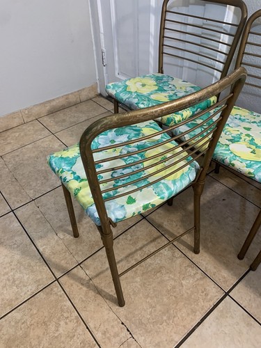 Vintage Mid Century Mod Folding Chairs Metal wire pattern atomic Set Of 4 - Picture 6 of 11