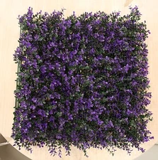 20'' Artificial Hedge Faux Purple Lavender Leaves Fence Screen Panel Wall Decor