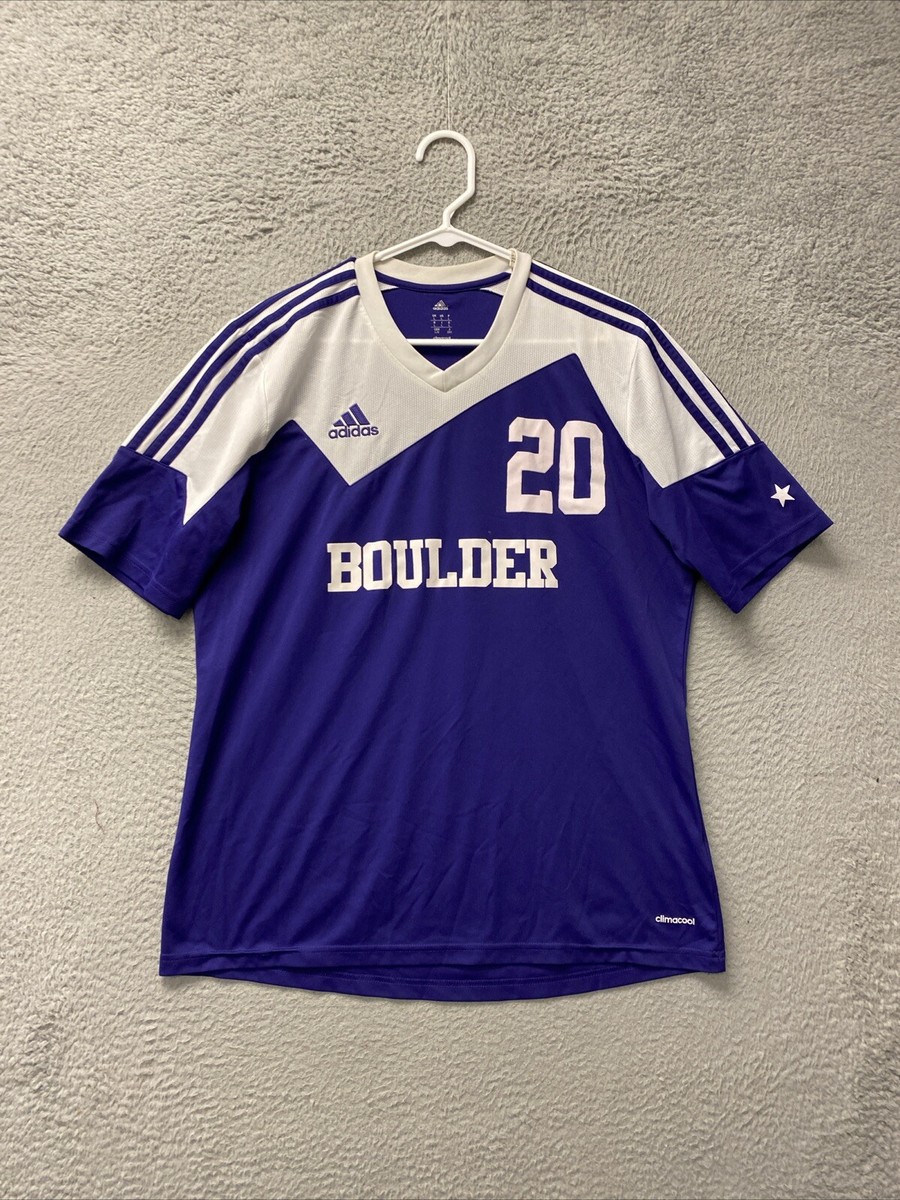 Adidas Shirt Mens Size L Purple Boulder Soccer Jersey Adults 60