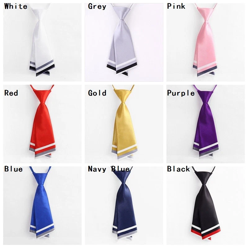 Japanese Lady Girls Tie Satin Pre-tied Necktie Uniform Cute Preppy Style Decor - Image 3 of 4