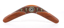 Original Aboriginal Boomerang 14" Hand Painted Wood Australia Orig Labels