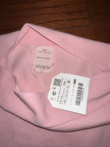 NWT Girls 13-14years ZARA Knitwear Summer Collection Light Pink Button Accents - Picture 2 of 3