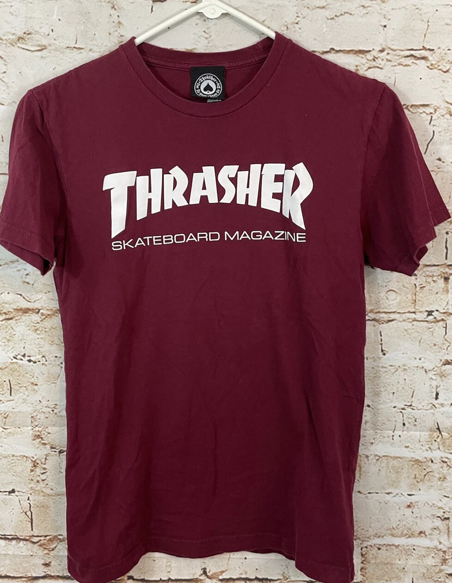 Burgundy top thrasher shirt