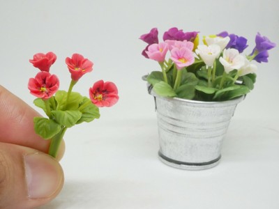 1 pc Miniature Primrose Flower Clay Dollhouse Handmade Decor 1:12 Scale