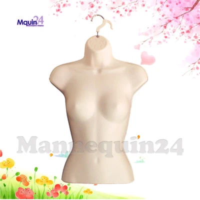 DISPLAYTOWN FEMALE MANNEQUIN FORM & HANGER, BODY TORSO DISPLAY WOMEN DRESS SHIRT - FLESH