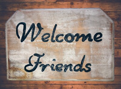 Handcrafted Wooden 'Welcome Friends' Sign - Ready to Hang | Rustic Wall Décor