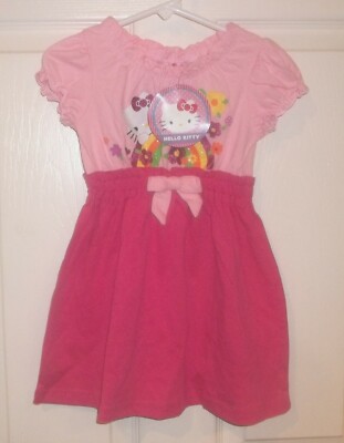 Baby Girls HELLO KITTY~Pink DRESS~size 24 months~NWT~Logo Glitter Ruffles