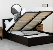 STORAGE BED OTTOMAN GAS LIFT DOUBLE KING-SIZE LEATHER BED.