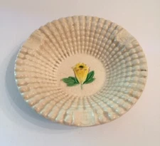 Maruhon Ware Hobnail Ashtray Off White Yellow Flower 63207 Japan Ceramic Cute