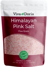 Viva Doria Natural Himalayan Crystal Pink Salt, Fine Grain, 5 Lb