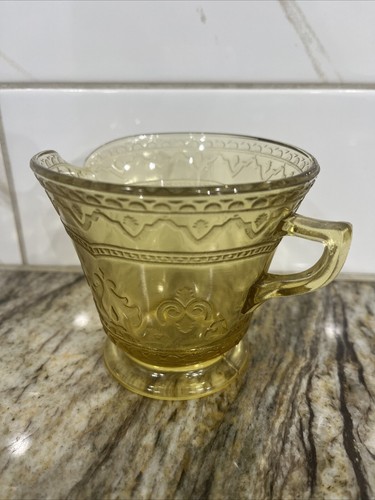 Vintage Patrician Spoke Federal Depression Glass Amber Yellow Creamer 3 3/8" H - Picture 5 of 21