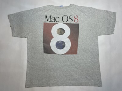 Vintage Apple Macintosh Mac OS8 Single Stitch Short Sleeve Grey 