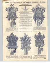 1910 PAPER AD 3 PG GK Black Forest Hand Carved Imported Cuckoo Clocks Quail