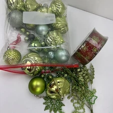 Various Christmas Ornament Decor Ribbon Lot Green