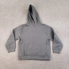 Gap Fit Hoodie Kids Youth Medium Gray Pullover Hooded Long Sleeve Zip Pockets