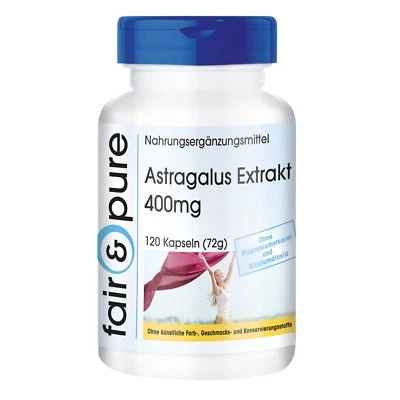 Astragalus Extrakt 400mg - 120 Kapseln, 10-fach konzentriert, vegan, fair & pure
