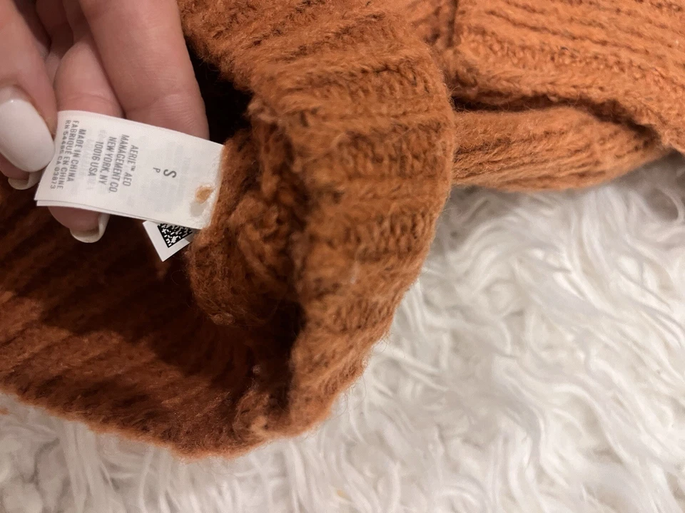 Suéter de malha Aerie Fair Isle pequeno S tamanho grande aconchegante estilo esqui Y2K laranja queimado - Imagem 3 de 4