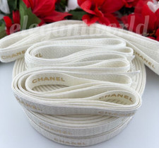 Chanel White  Metallic Gold Gift Wrap Ribbon Size: 1 Yard / 3 Feet