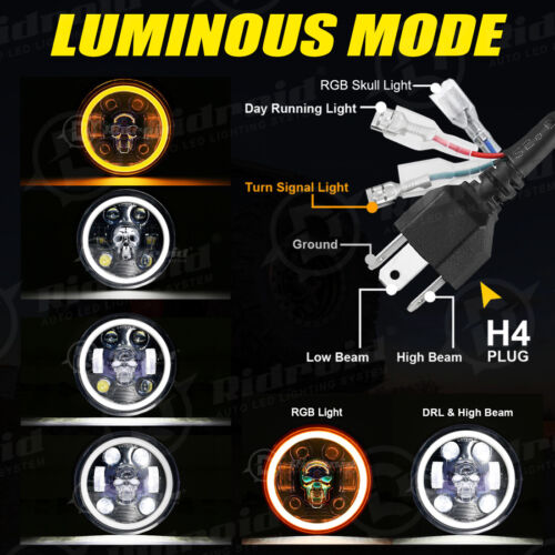 4pcs 5.75" RGB LED Headlights DRL For Ford Thunderbird 1958-76 Galaxie 500 62-74 - Picture 3 of 17