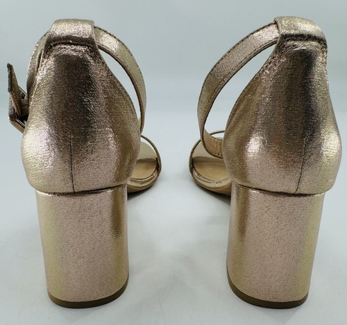 CL Gold Heels Jody Starstone Light Gold Shoes Size 9 NEW NO BOX Block Heel Ankle - Picture 4 of 9