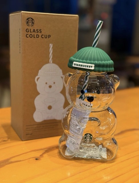 Starbucks Korea Limited Bearista Straw Glass Cold Cup 20oz Venti Bears Authentic