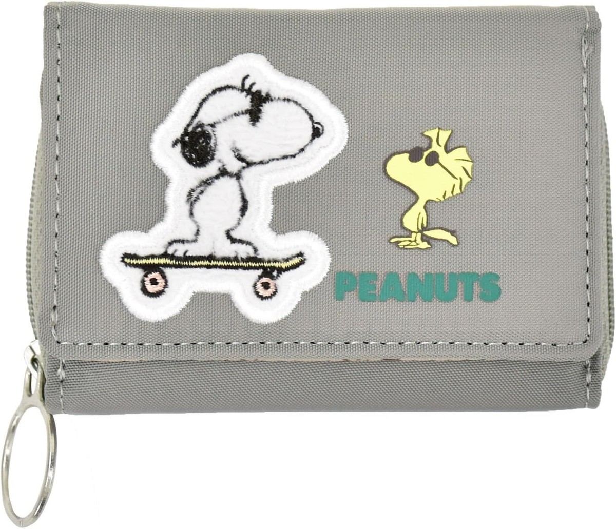 Peanuts Snoopy Women's Tri-fold Wallet with Coin Purse, Gray (SPZ