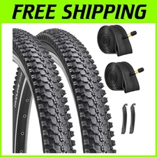 26-Inch Mountain Bike Tire and Inner Tube Kit - 2-Pack with Tire Levers Included