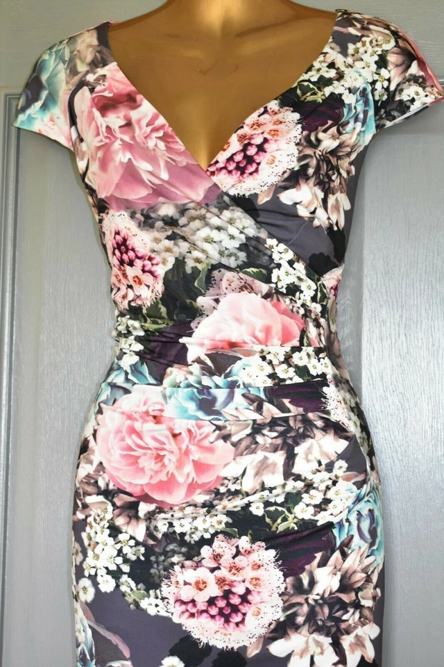 💞 Phase Eight Lydia Floral Bodycon Wrap Evening Special Occasion Dress Sz 16 - Image 3 of 4