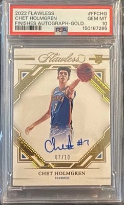 2022-23 Panini Flawless Chet Holmgren RC Auto GOLD 7/10 PSA 10 OKC